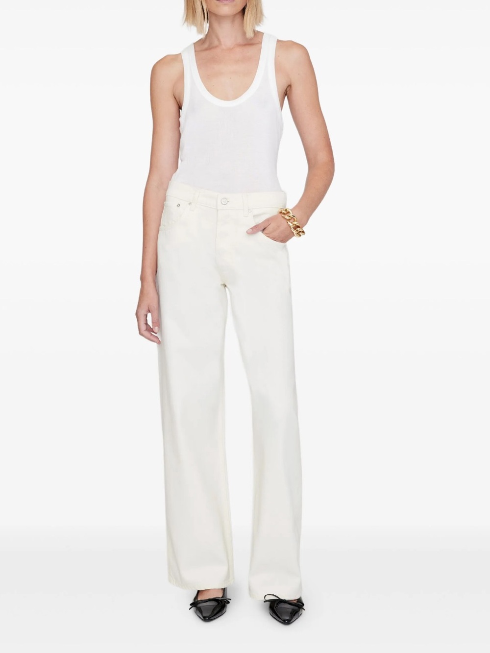 Anine bing Manon wide leg white denim size 25